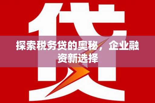 宁都探索税务贷的奥秘，企业融资新选择